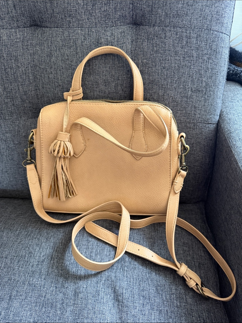 Classic Tan Leather Tassel Satchel - Women Bags